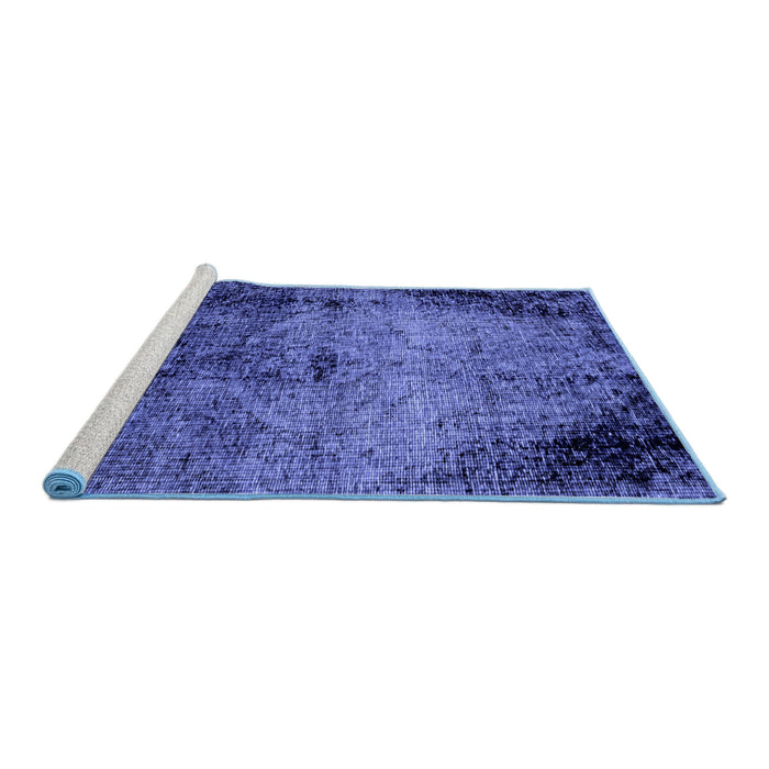 Sideview of Machine Washable Abstract Blue Modern Rug, wshabs1980blu