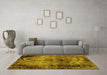 Machine Washable Abstract Yellow Modern Rug in a Living Room, wshabs1980yw