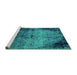 Sideview of Machine Washable Abstract Turquoise Modern Area Rugs, wshabs1980turq