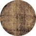 Round Abstract Brown Modern Rug, abs1980brn