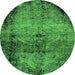 Round Machine Washable Abstract Green Modern Area Rugs, wshabs1980grn