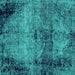 Square Machine Washable Abstract Turquoise Modern Area Rugs, wshabs1980turq