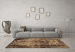 Machine Washable Abstract Brown Modern Rug in a Living Room,, wshabs1980brn