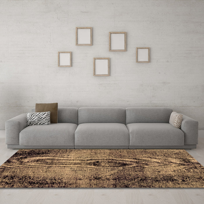 Machine Washable Abstract Brown Modern Rug in a Living Room,, wshabs1980brn
