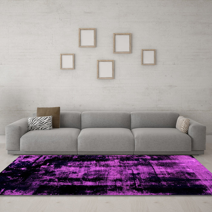 Machine Washable Abstract Pink Modern Rug in a Living Room, wshabs1981pnk