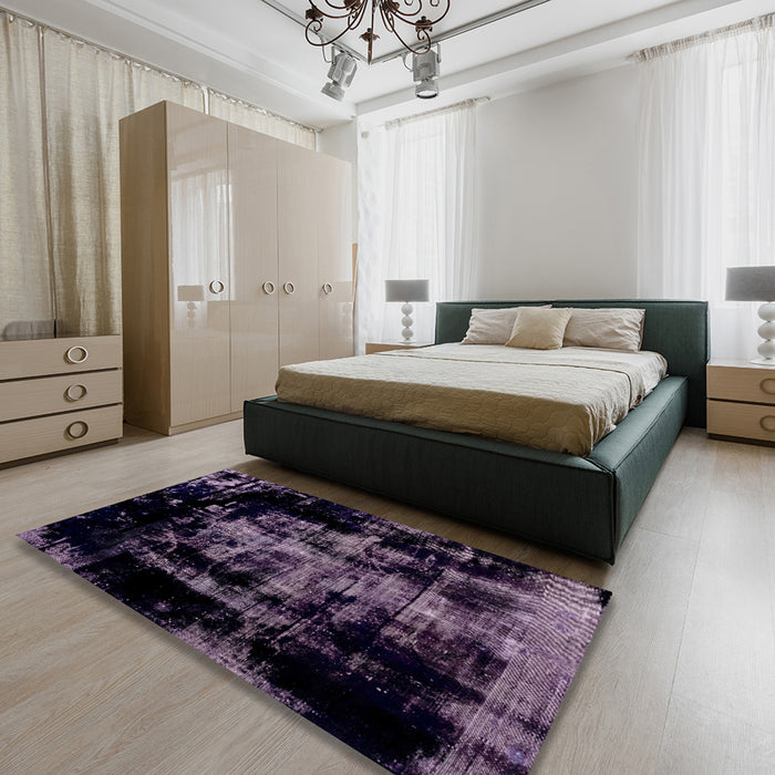 Machine Washable Abstract Black Rug in a Bedroom, wshabs1981