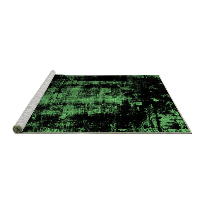 Sideview of Machine Washable Abstract Emerald Green Modern Area Rugs, wshabs1981emgrn