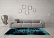 Machine Washable Abstract Turquoise Modern Area Rugs in a Living Room,, wshabs1981turq