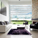 Square Abstract Black Modern Rug in a Living Room, abs1981