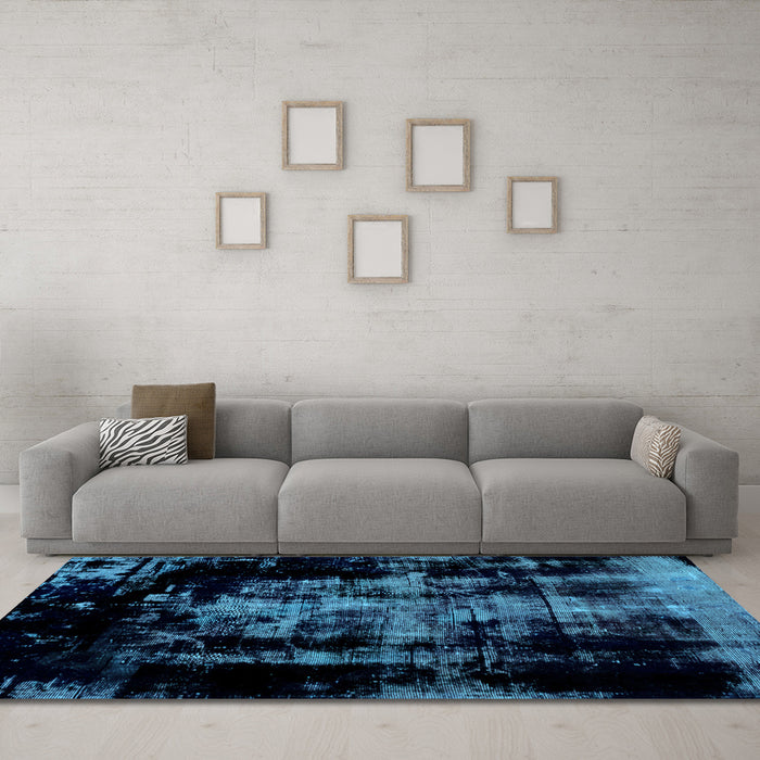 Machine Washable Abstract Light Blue Modern Rug in a Living Room, wshabs1981lblu
