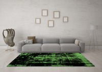 Machine Washable Abstract Green Modern Rug, wshabs1981grn