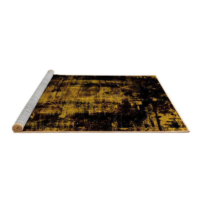 Sideview of Machine Washable Abstract Yellow Modern Rug, wshabs1981yw