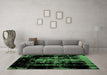 Machine Washable Abstract Emerald Green Modern Area Rugs in a Living Room,, wshabs1981emgrn