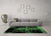 Machine Washable Abstract Emerald Green Modern Rug, wshabs1981emgrn