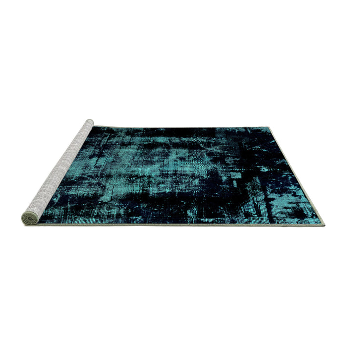 Sideview of Machine Washable Abstract Turquoise Modern Area Rugs, wshabs1981turq