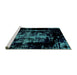 Sideview of Machine Washable Abstract Turquoise Modern Area Rugs, wshabs1981turq