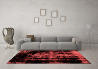 Machine Washable Abstract Red Modern Rug, wshabs1981red