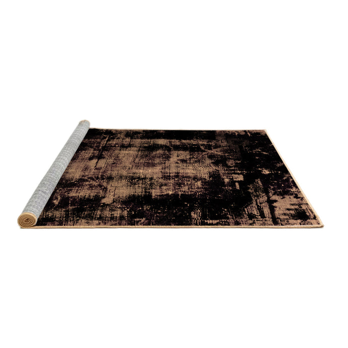 Sideview of Machine Washable Abstract Brown Modern Rug, wshabs1981brn