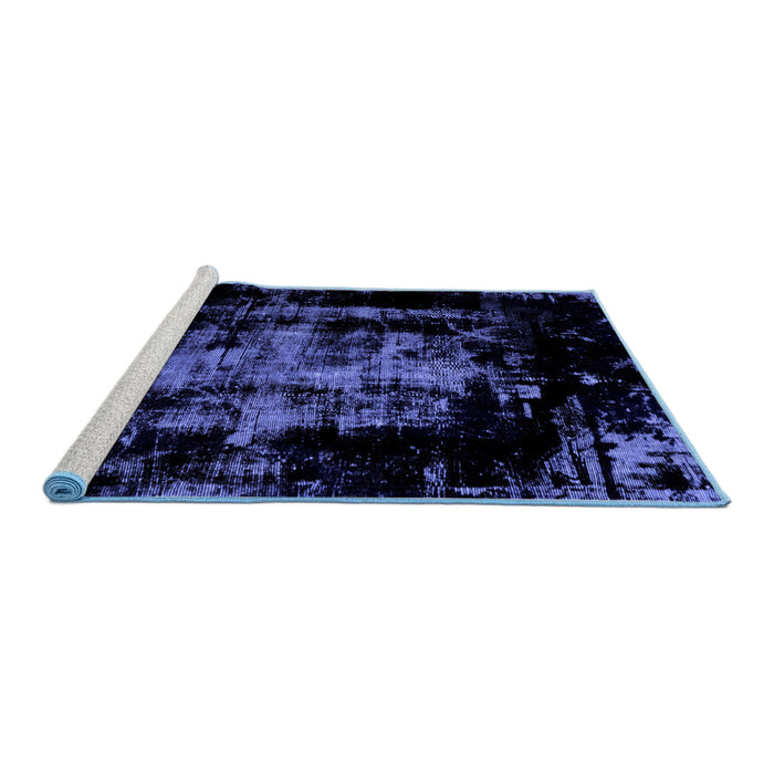 Sideview of Machine Washable Abstract Blue Modern Rug, wshabs1981blu