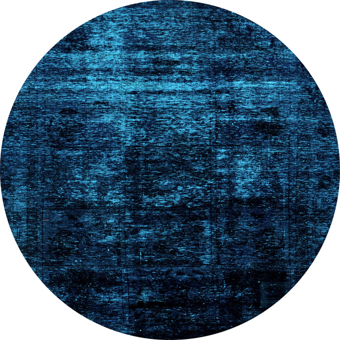 Round Machine Washable Abstract Light Blue Modern Rug, wshabs1982lblu