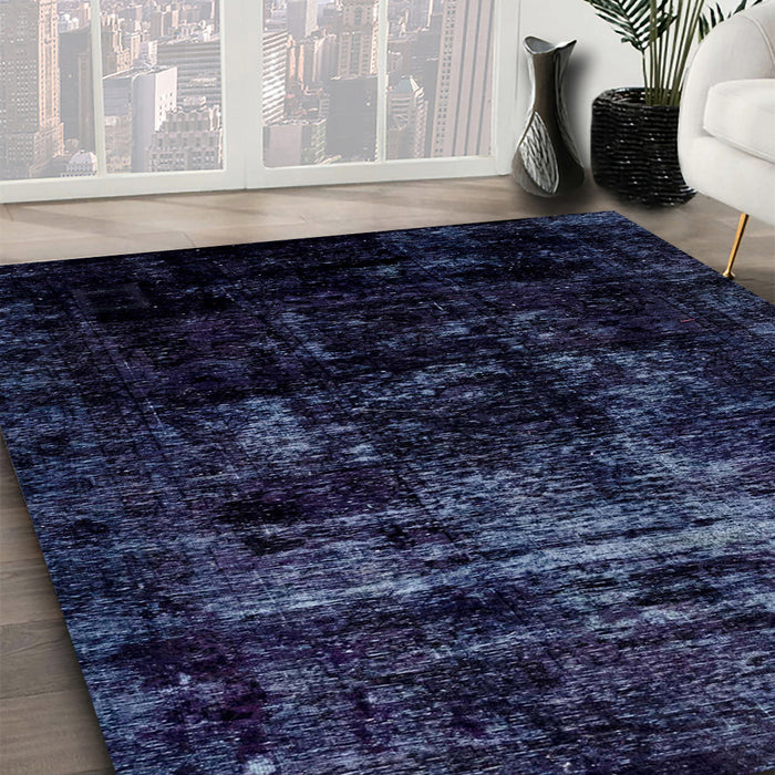 Machine Washable Abstract Night Blue Rug in a Family Room, wshabs1982