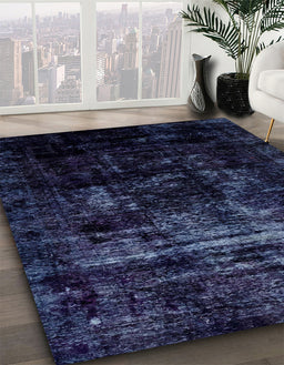 Abstract Blue Modern Rug in Family Room, abs1982