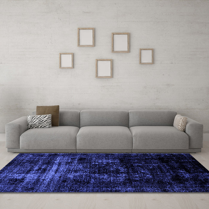 Machine Washable Abstract Blue Modern Rug in a Living Room, wshabs1982blu