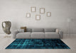 Machine Washable Abstract Turquoise Modern Area Rugs in a Living Room,, wshabs1982turq