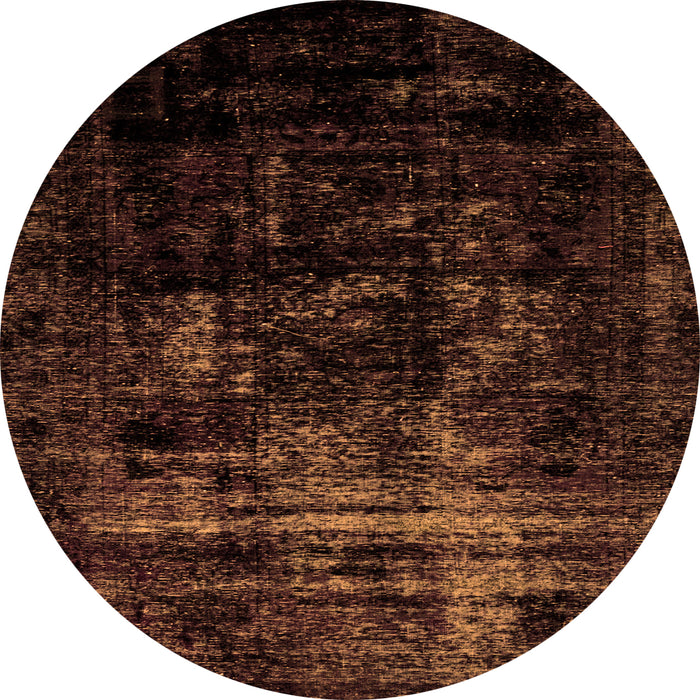 Round Machine Washable Abstract Orange Modern Area Rugs, wshabs1982org