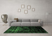 Machine Washable Abstract Emerald Green Modern Area Rugs in a Living Room,, wshabs1982emgrn