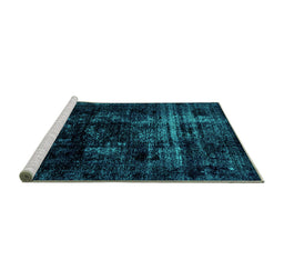 Sideview of Machine Washable Abstract Turquoise Modern Area Rugs, wshabs1982turq