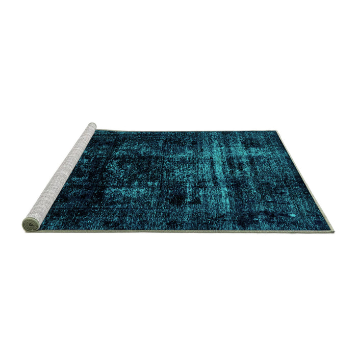 Sideview of Machine Washable Abstract Turquoise Modern Area Rugs, wshabs1982turq