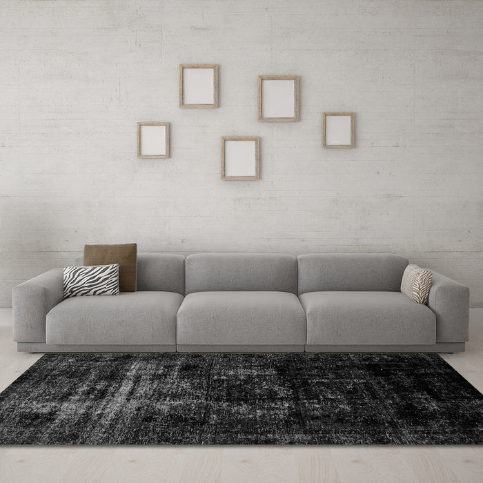 Machine Washable Abstract Gray Modern Rug in a Living Room,, wshabs1982gry