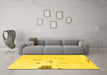 Machine Washable Abstract Yellow Modern Rug in a Living Room, wshabs1983yw