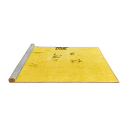 Sideview of Machine Washable Abstract Yellow Modern Rug, wshabs1983yw