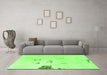 Machine Washable Abstract Green Modern Area Rugs in a Living Room,, wshabs1983grn