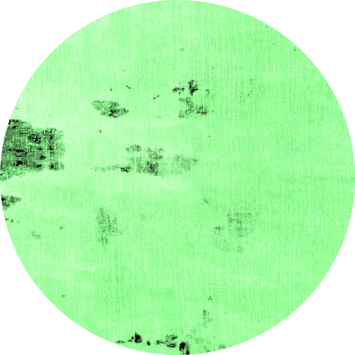 Round Abstract Emerald Green Modern Rug, abs1983emgrn