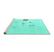 Sideview of Machine Washable Abstract Turquoise Modern Area Rugs, wshabs1983turq