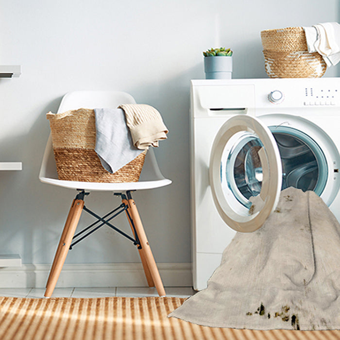 Machine Washable Abstract Wheat Beige Rug in a Washing Machine, wshabs1983