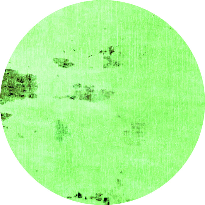 Round Machine Washable Abstract Green Modern Area Rugs, wshabs1983grn