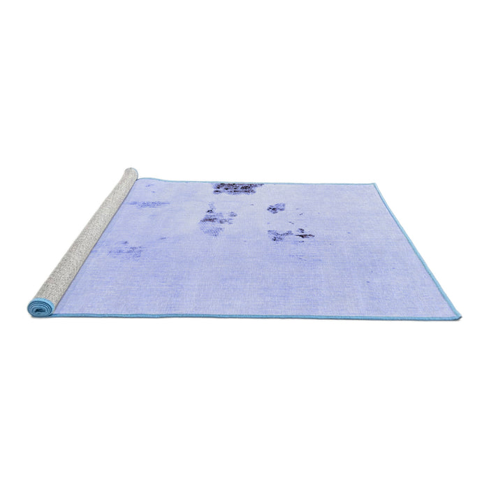 Sideview of Machine Washable Abstract Blue Modern Rug, wshabs1983blu