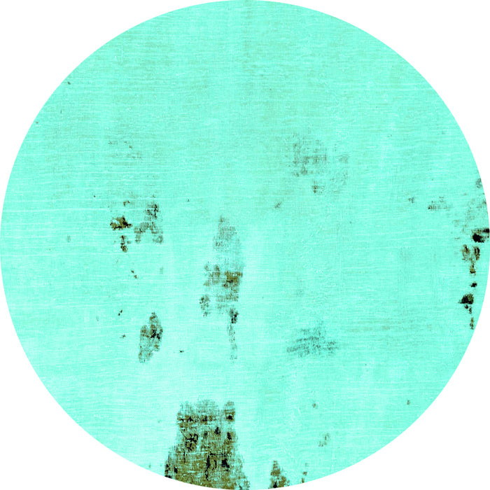 Round Abstract Turquoise Modern Rug, abs1983turq