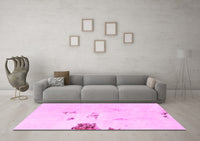 Machine Washable Abstract Pink Modern Rug, wshabs1983pnk