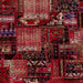 Square Abstract Cranberry Red Patchwork Rug, abs1984