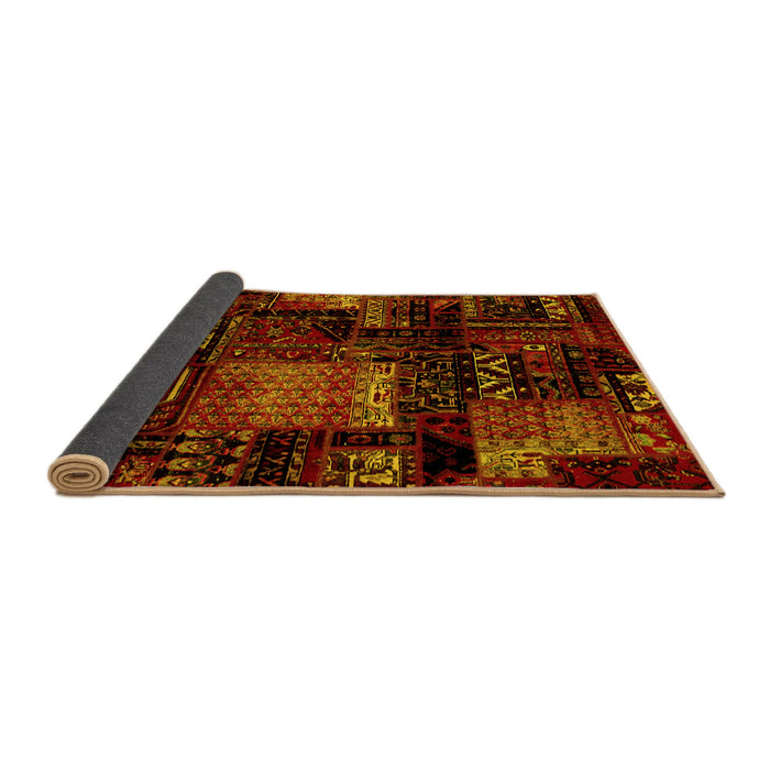Sideview of Patchwork Yellow Transitional Rug, abs1984yw