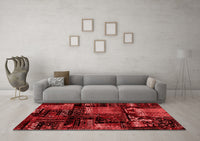 Machine Washable Patchwork Red Transitional Rug, wshabs1984red