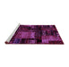 Sideview of Machine Washable Patchwork Purple Transitional Area Rugs, wshabs1984pur