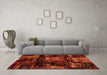 Machine Washable Patchwork Orange Transitional Area Rugs in a Living Room, wshabs1984org