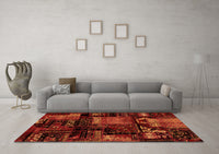 Machine Washable Patchwork Orange Transitional Rug, wshabs1984org