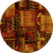 Round Patchwork Yellow Transitional Rug, abs1984yw